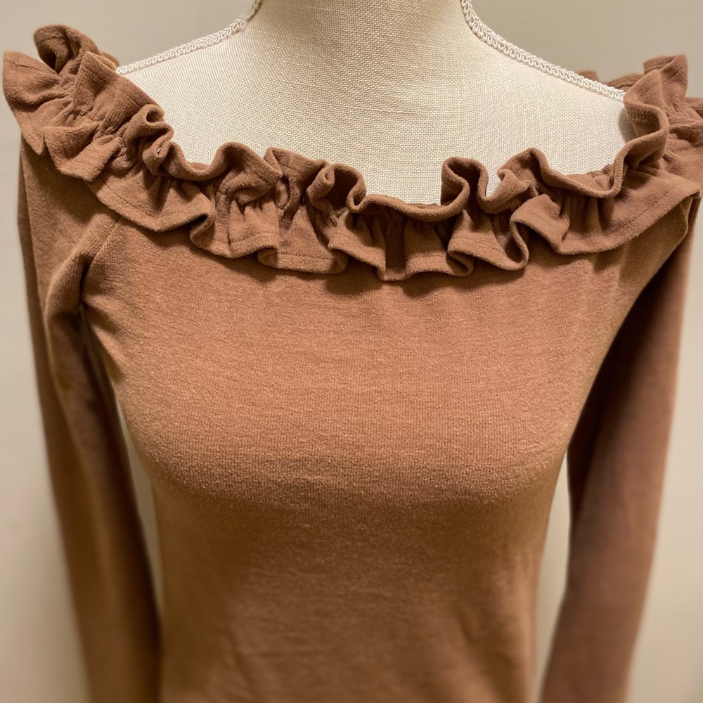 GLAM brown ruffle bodysuit
